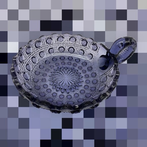 Pressed Glass Vintage Purple Nappy Dish Bowl Collectible Early Glass MCM - Picture 3 of 16